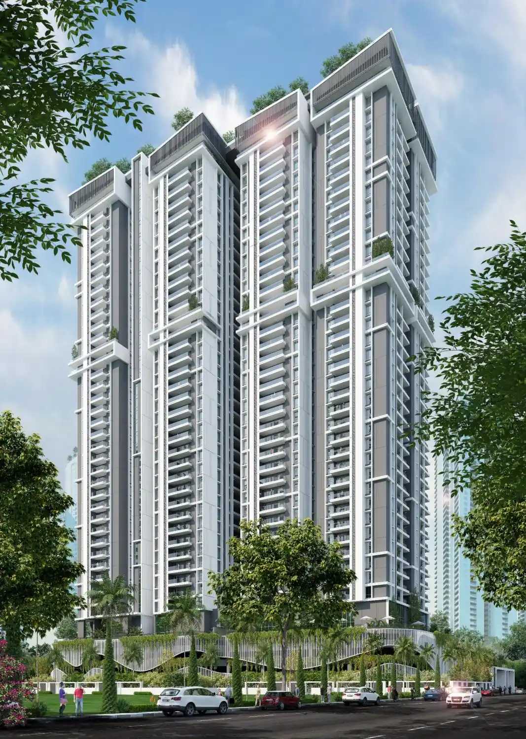 Terrace 35 corner residences at dusk