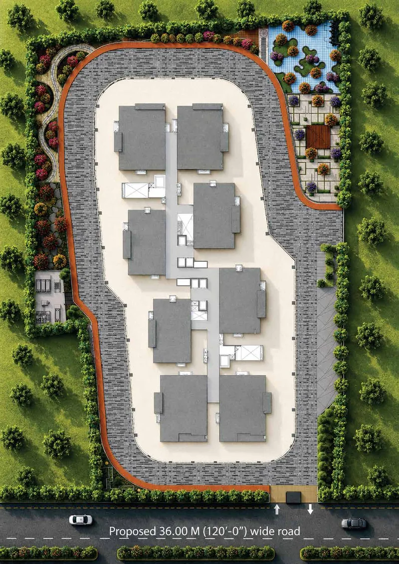 Terrace 35 master plan showing the tower, podium and landscaped setbacks