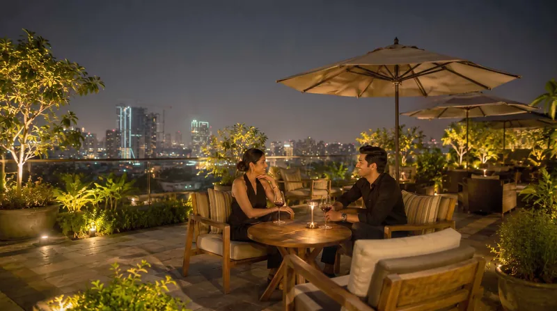 Rooftop dining with the city skyline